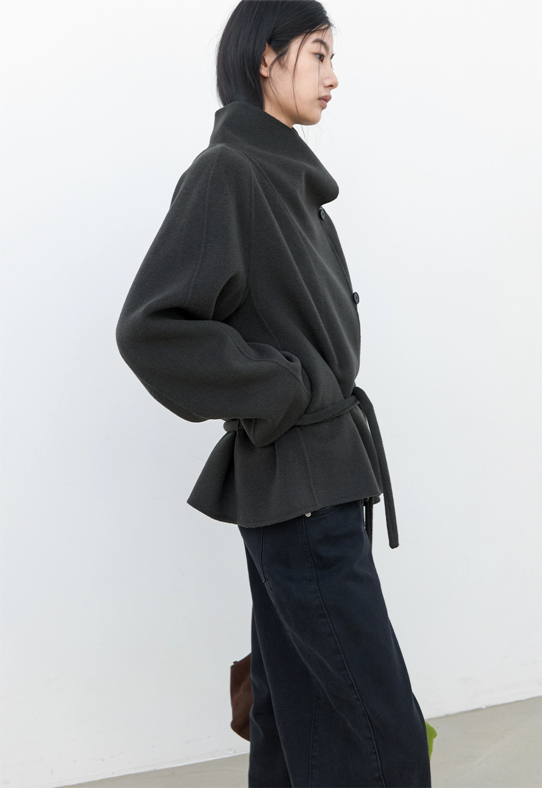 아뜰리에 나인 (CT-1489)HIGH NECK BELTED HALF HANDMADE COAT S 상품 이미지 3