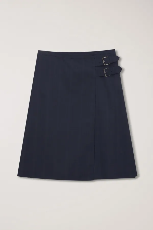 PLEATS MIDI SKIRT NAVY CHECK_UDSK6A203MU