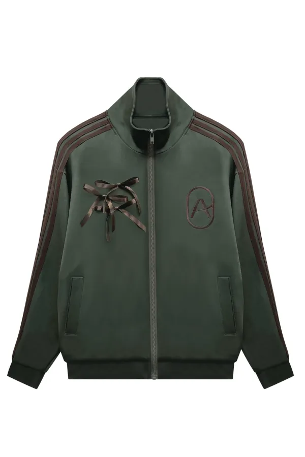 ARI PEACH FLEECE JERSEY TRACK TOP / KHAKI