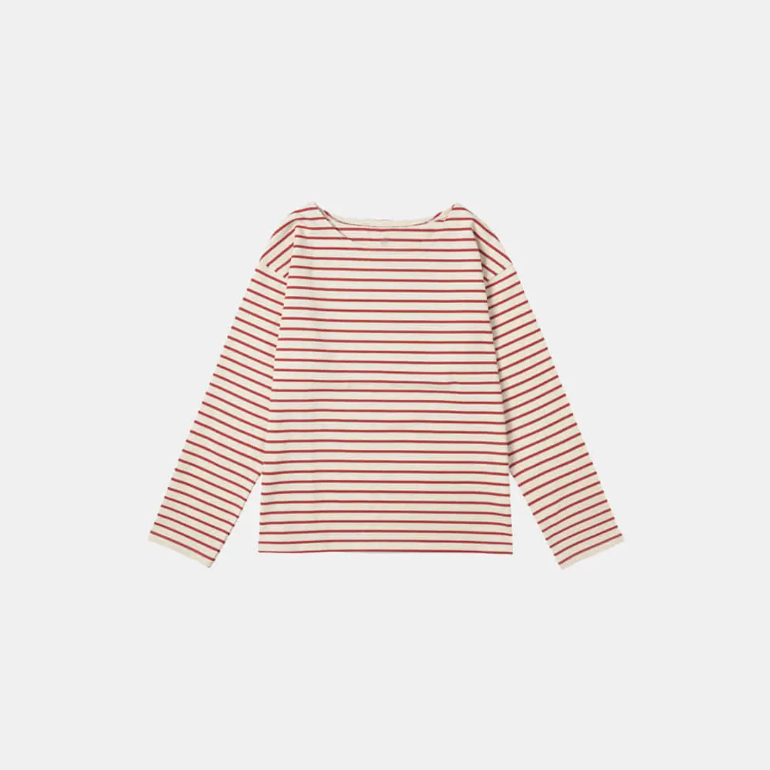 시야쥬 SITP5192 루즈 핏 ST 보트넥 티셔츠_Red stripe 상품 이미지 1