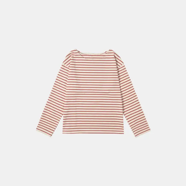 SITP5192 루즈 핏 ST 보트넥 티셔츠_Red stripe