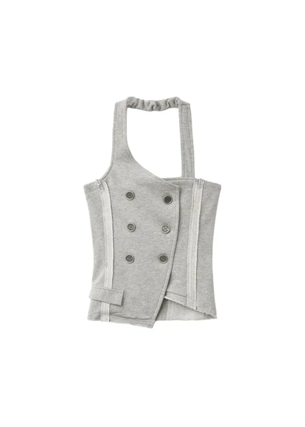 [9/29~ 발송] SWEAT BUTTON-UP VEST, MELANGE GRAY