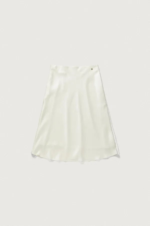SATIN SEMI-FLARE SKIRT [IVORY]