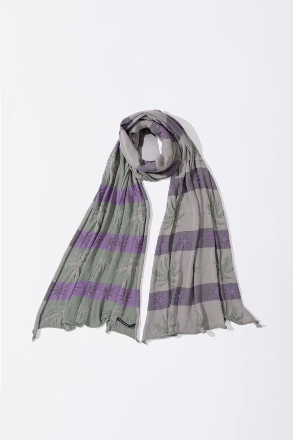 Striped Jacquard Scarf Pink/Gray