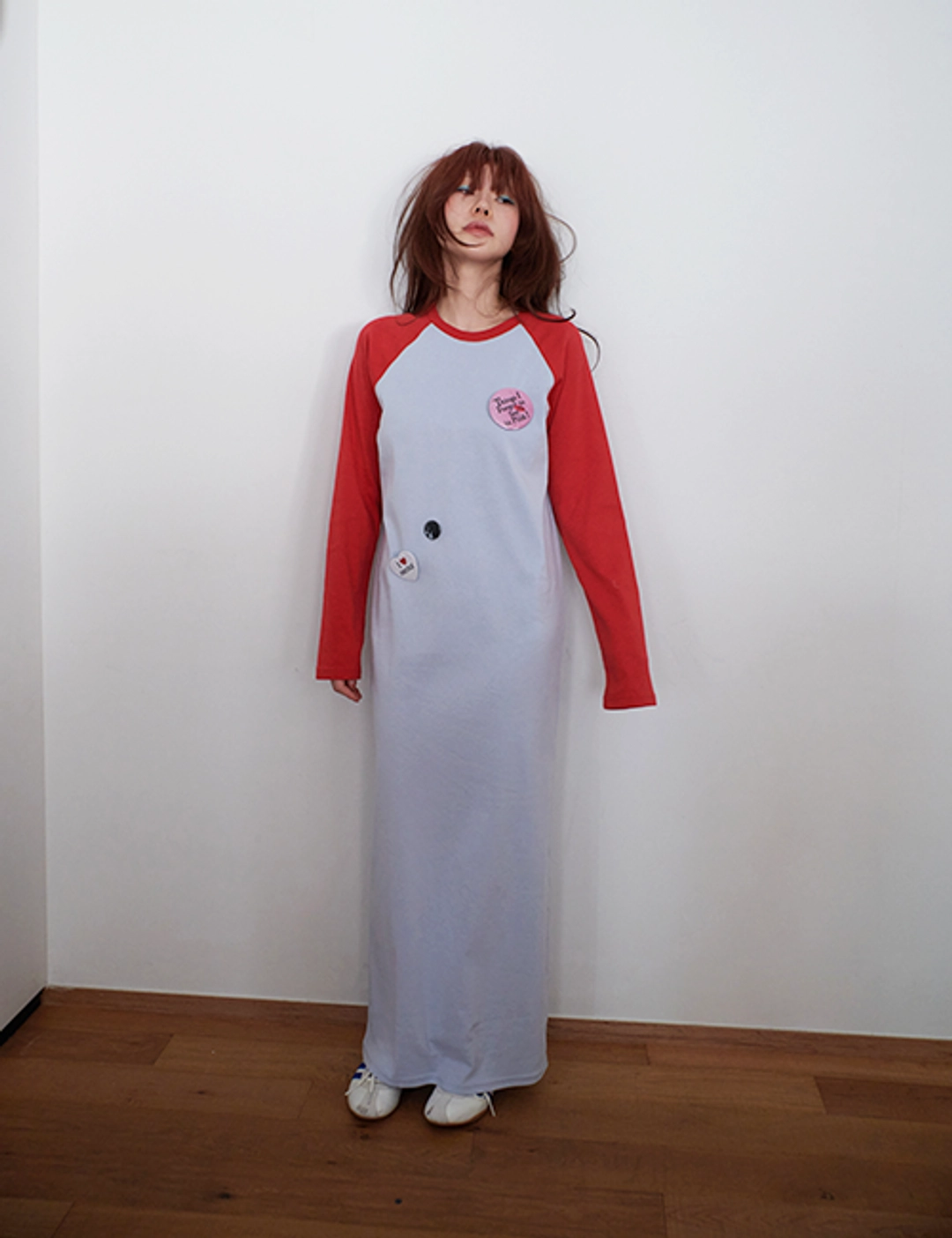 프레클 raglan long dress in red 상품 이미지 2