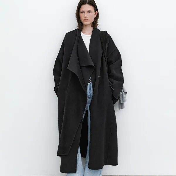 (Z-CT-1459)DRAPE SCARF WOOL HANDMADE COAT S
