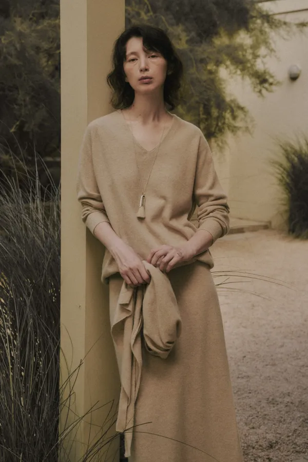 HOPE WOOL V-NECK KNIT_BEIGE
