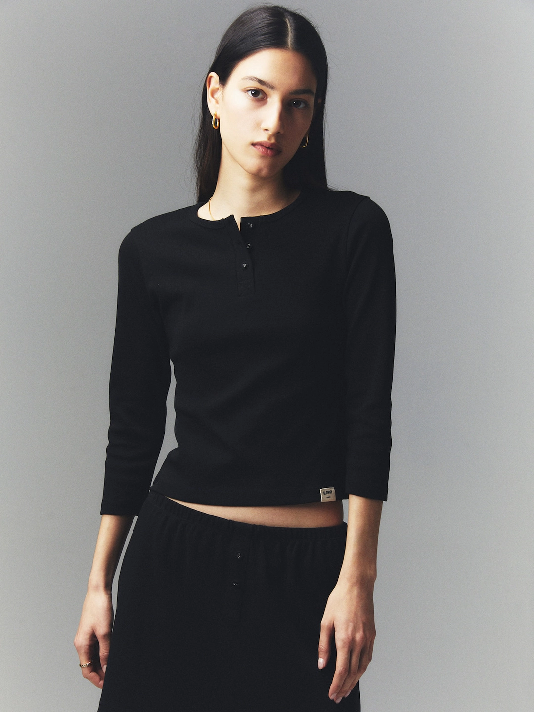 글로니 [14th] 3/4 BUTTON FLY TEE (BLACK) 상품 이미지 3