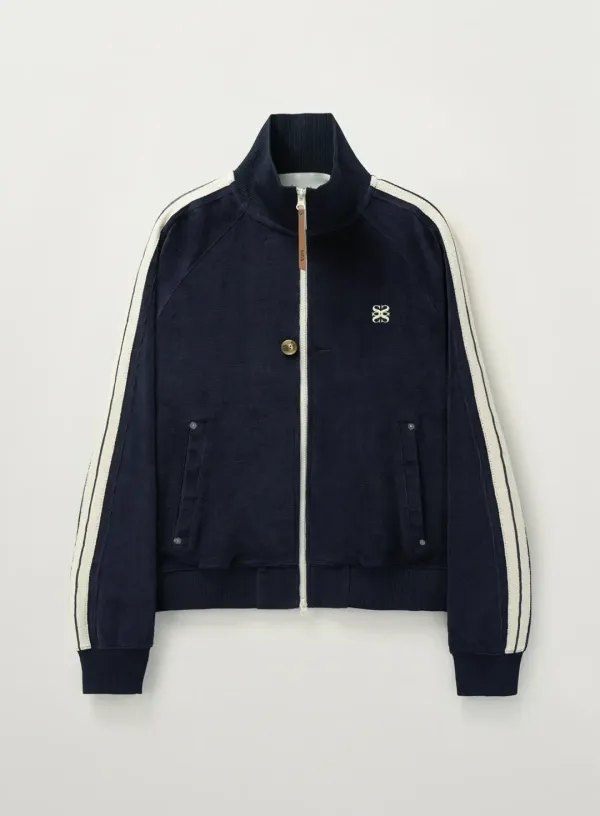 Lawton Velour Track Zip-up Jacket - Navy
