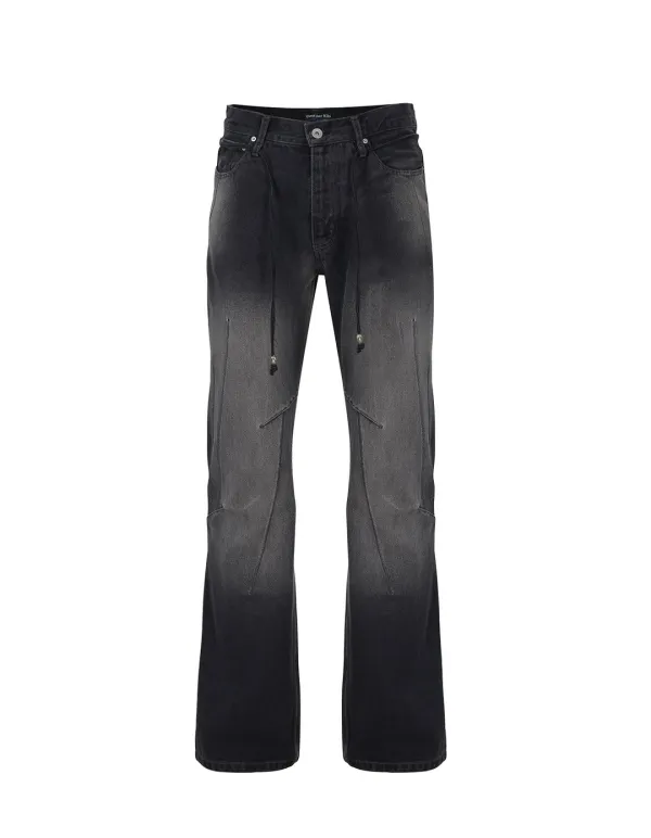 OVERLOCK STITCH BOOTS CUT PANTS_BLACK