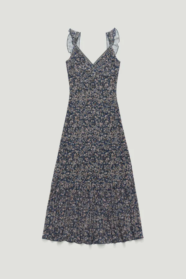 RUIZ FLORAL FRILL DRESS_NAVY / ₩139,000