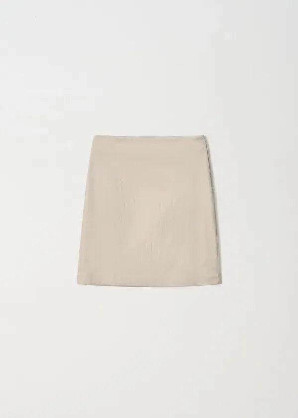Glossy Midi Skirt_Light Beige