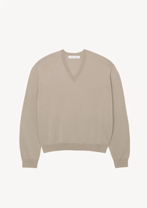 Merino Classic V-Neck Knit in Beige