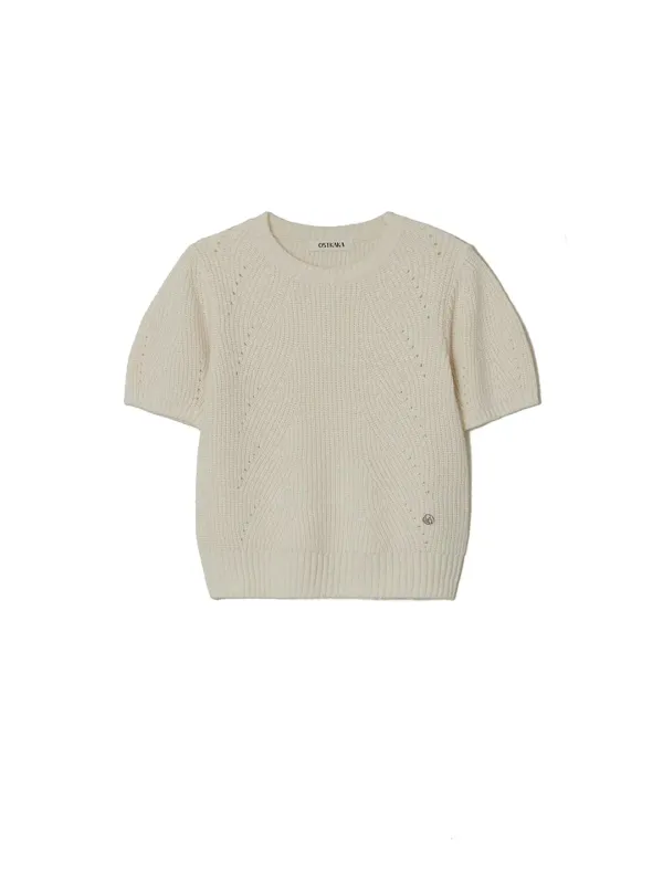 Wool Blended Skashi Short Sleeve Knit Ivory