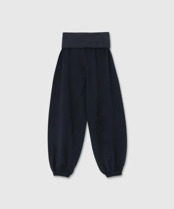 Curved line pants (Navy)