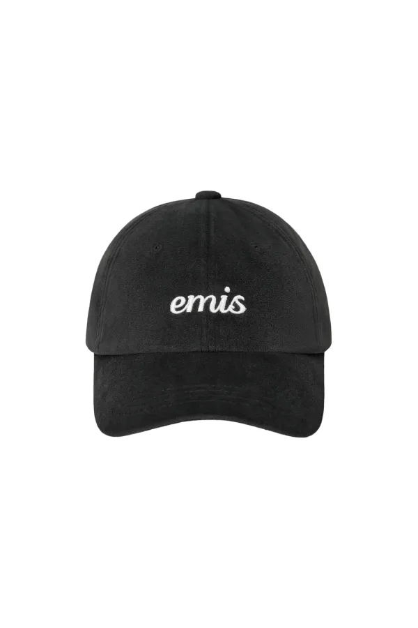 SMALL LOGO VELVET BALL CAP-BLACK