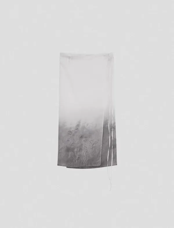 GARDEN PRINTED WRAP SKIRT [WHITE]