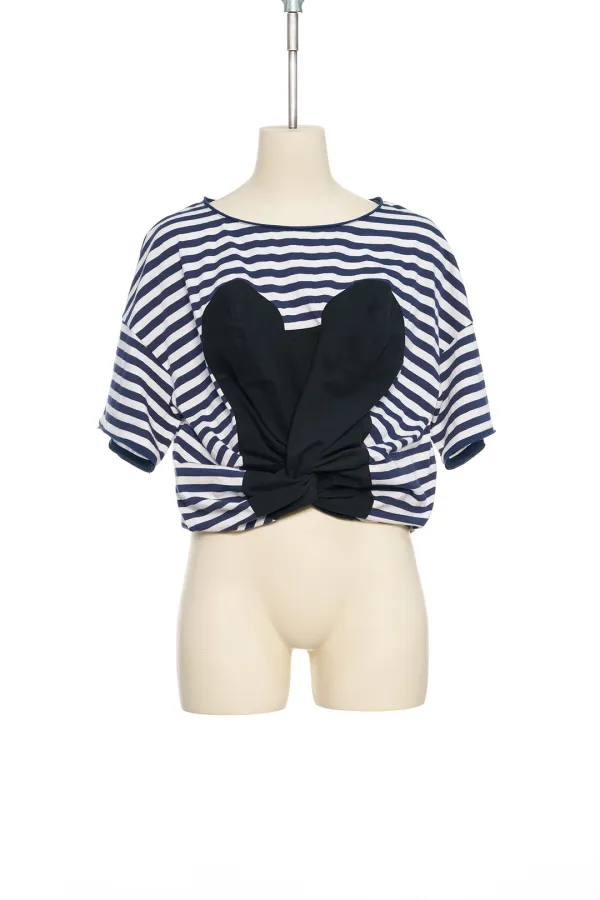 PF25 NAVY TWISTED HEM TOP