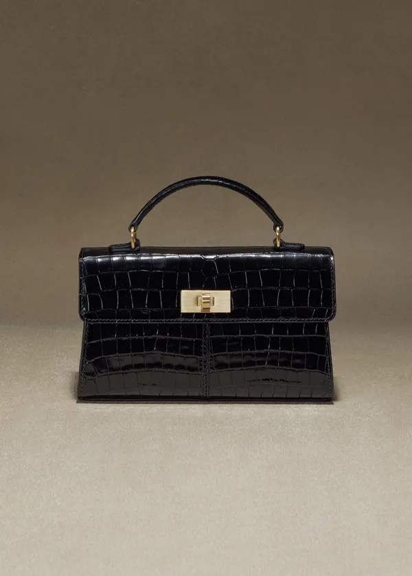 CHIXLABEL H 레브 스퀘어 크로커 백 22(Small) - Black