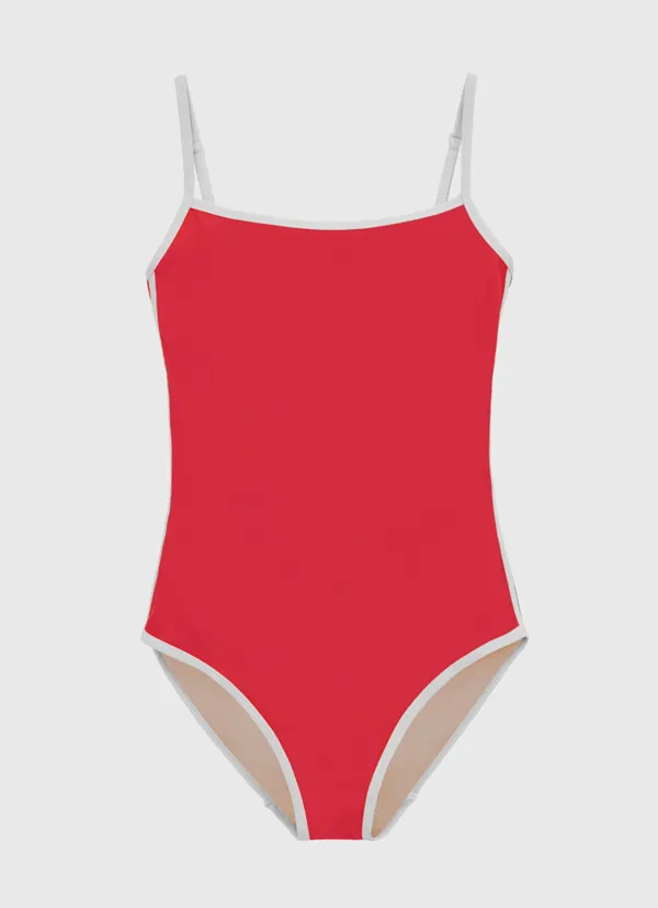 Back-open slit Minimal Swim Suit_RED