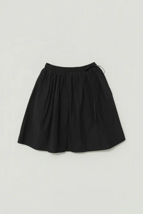 BERIA SHIRRING FLARED MIDI SKIRT_BLACK