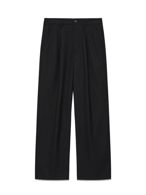 G GENTLE WIDE LEG PINSTRIPE PANTS 2.0 (CHARCOAL)