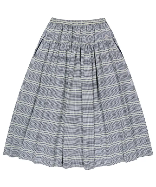 WIDE SHIRRING SKIRT NAVY