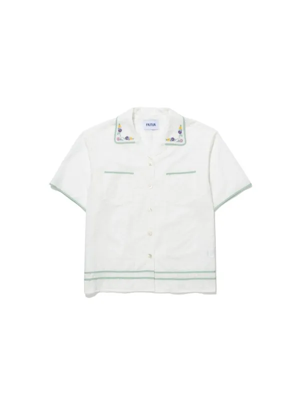 Daisy Embroidery Collar Shirt White_F262SH05