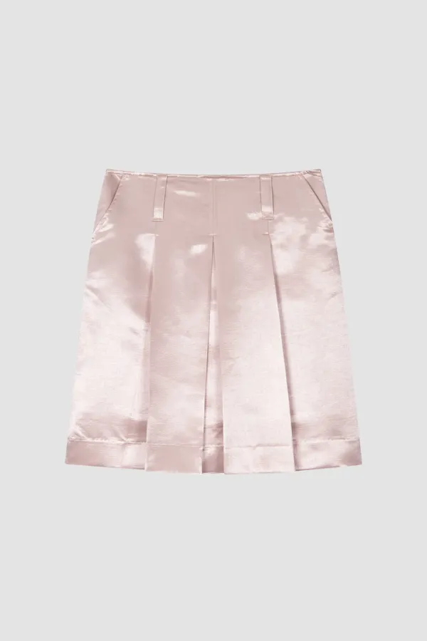 [6/12 PRE-ORDER] LOW-RISE PLEATED SATIN SKIRT_BABY PINK