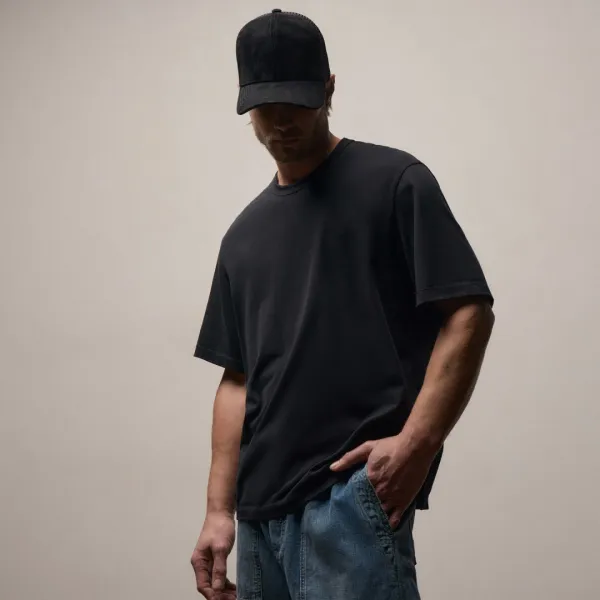 Heavy Luxe Jersey Oversized Crew - Black