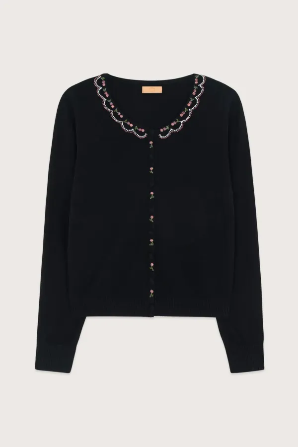 Beads Point Cardigan (Black)