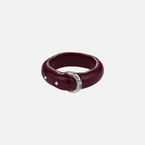 boho belt ring-wine