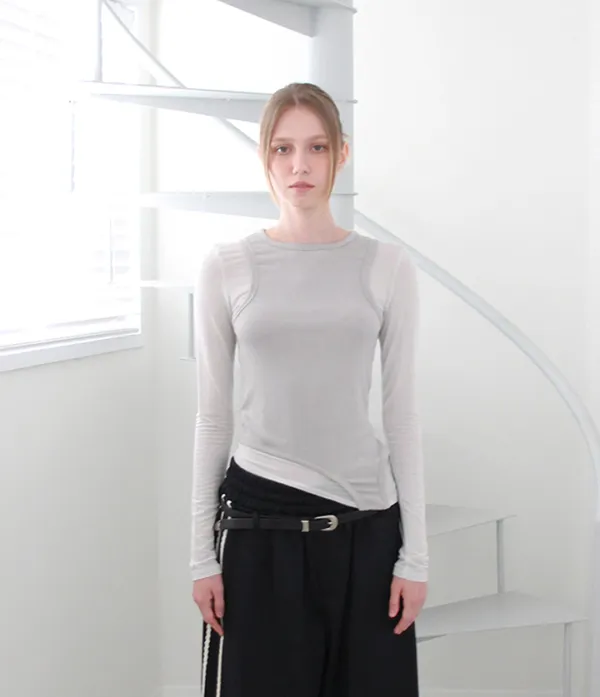 CURVE DOWN LAYERED SLEEVE (LIGHT GREY)
