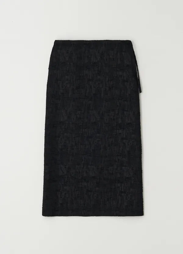 [1차] Tweed drawstring long skirt_BLACK