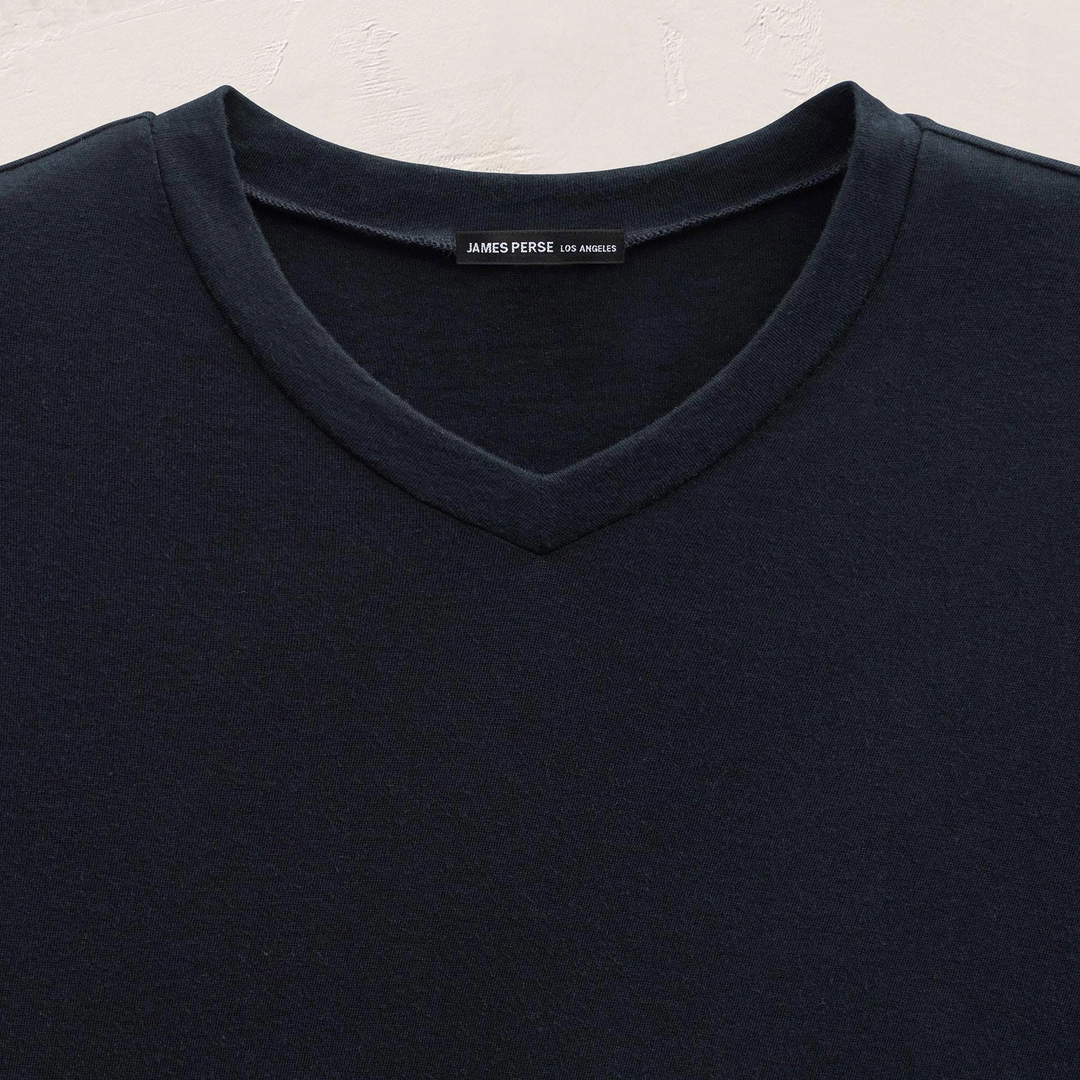 제임스펄스 Cotton Cashmere Short Sleeve V Neck - Blue Noir 상품 이미지 2