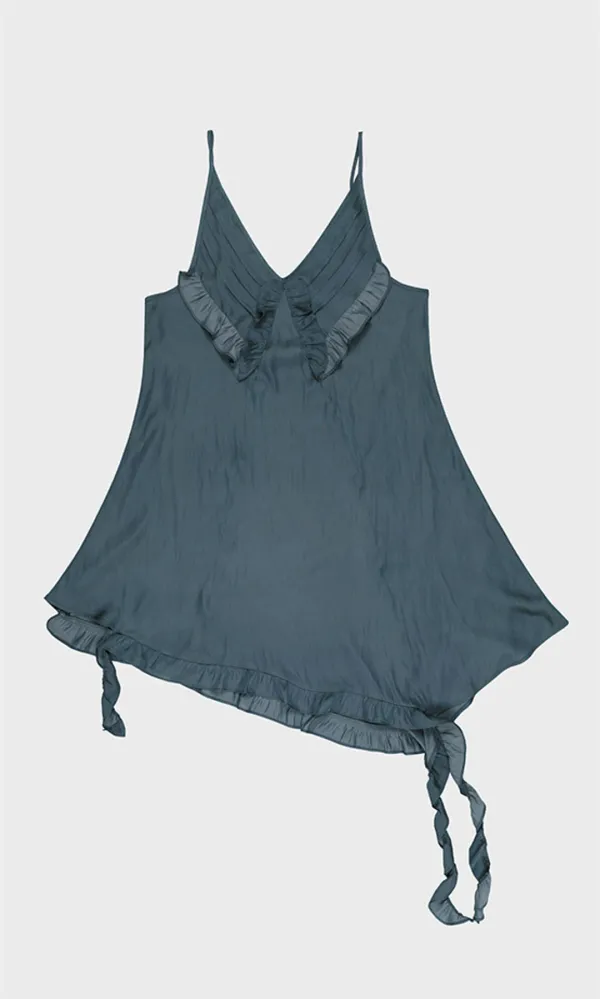 Pintuck Sleeveless Petit Dress_Dark Green
