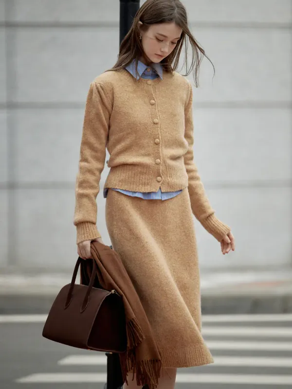 LIRIEN woolen skirt_golden beige