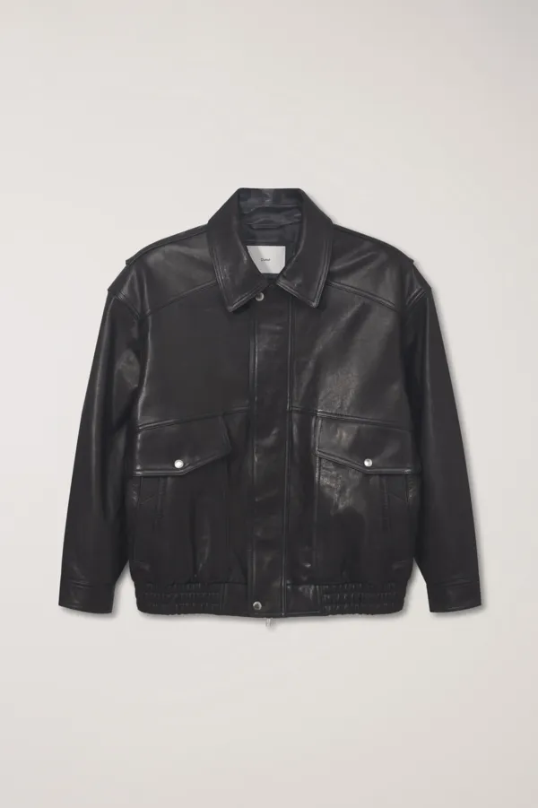 UNISEX OVERSIZED VINTAGE LEATHER BLOUSON BLACK_UDJU6A103BK