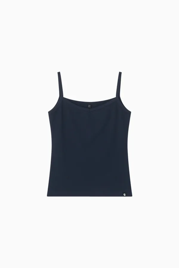 BASIC RIBBED V-NECK SLEEVELESS, NAVY