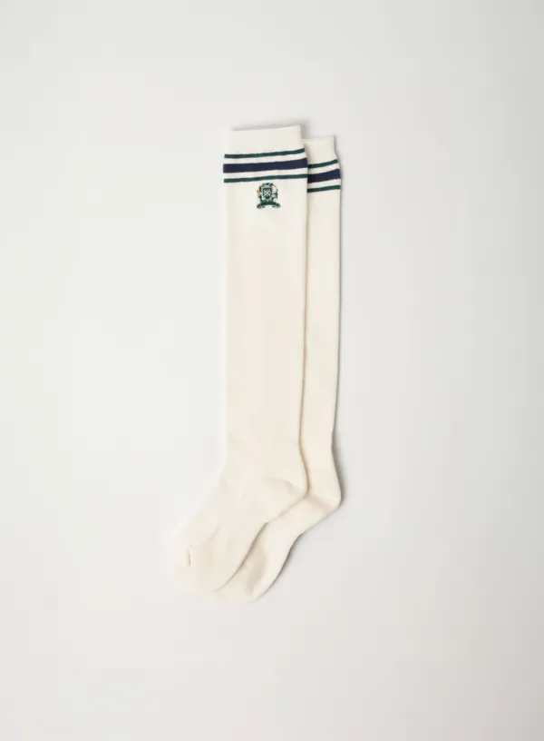 [신예은 Pick] (W) Crest Logo Knee Socks - Cream