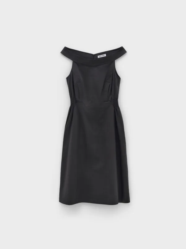 Off Shoulder Cotton Dress_Charcoal