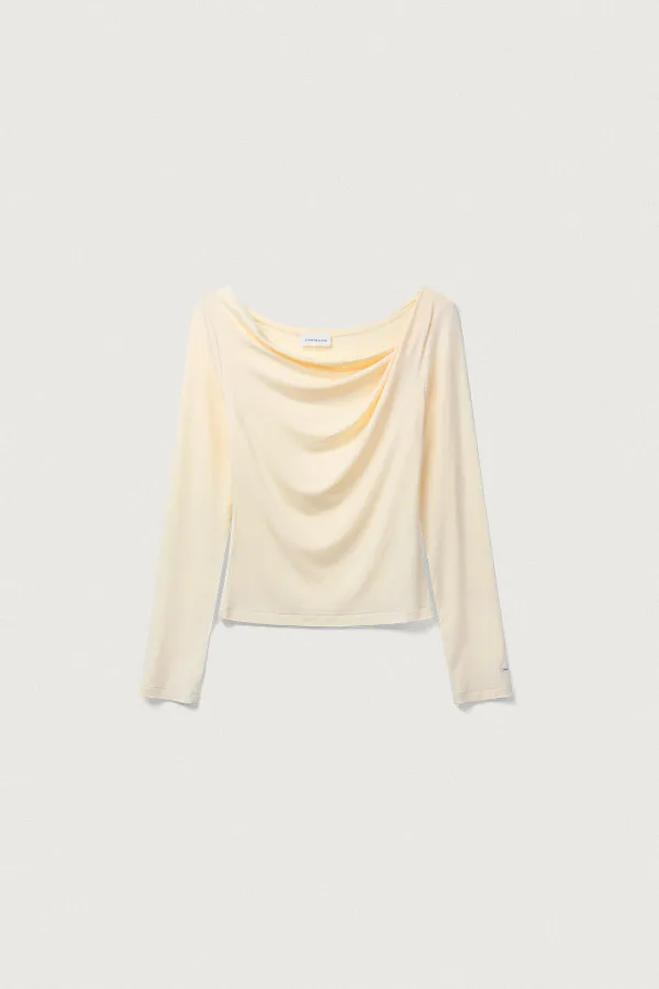 FLUID DRAPE T-SHIRT [CREAM]