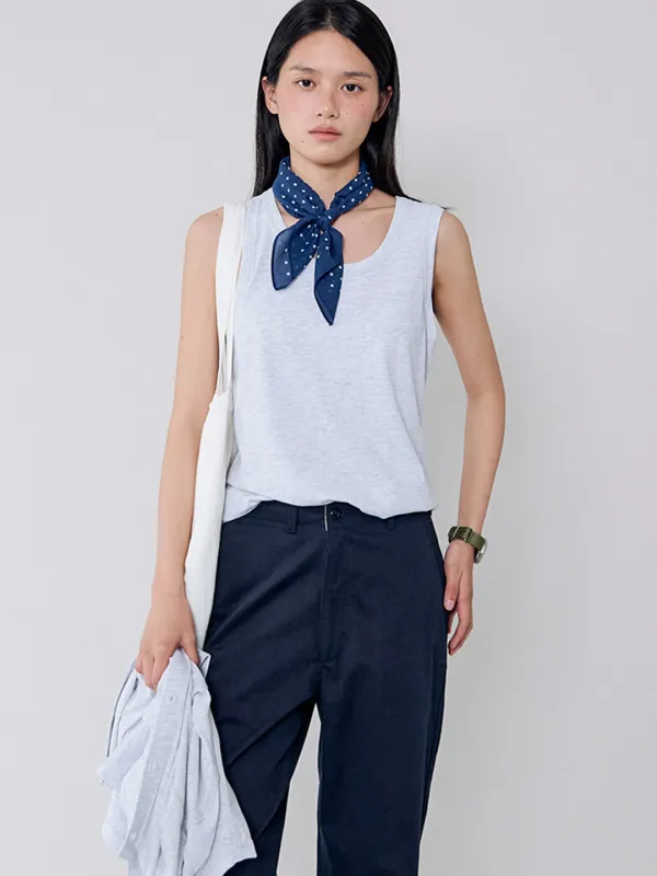 Isaac cotton sleeveless_melange white