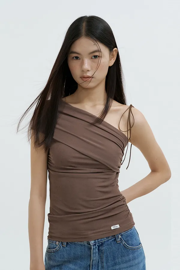 One-Shoulder String Top (brown) 스트링 탈부착