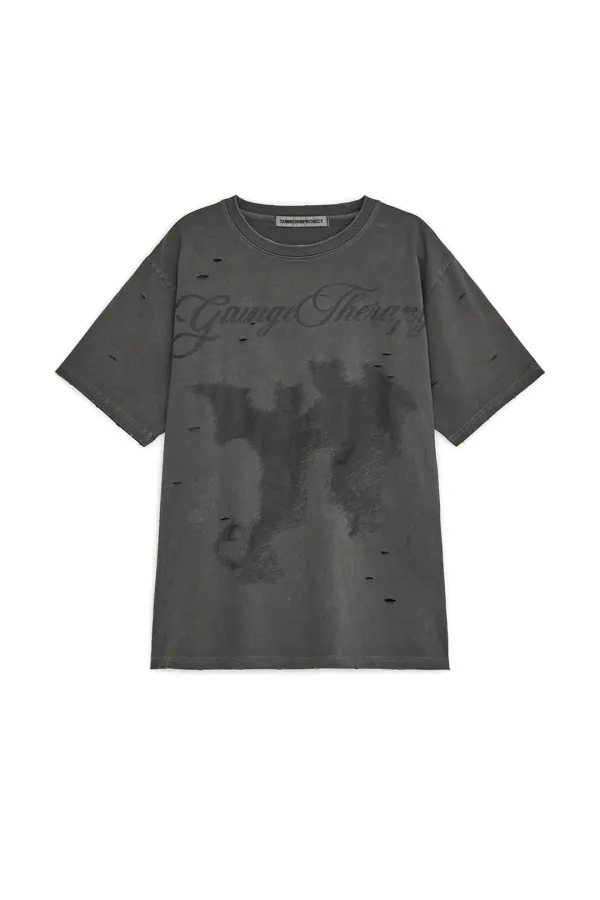 DISTROYED DEVIL OVERFIT T-SHIRT, CHARCOAL