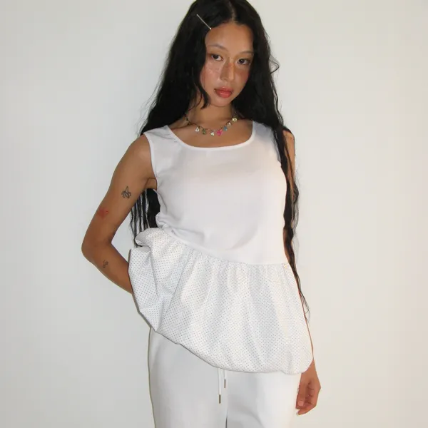 PUMPKIN LAYERED SLEEVELESS WHITE DOT