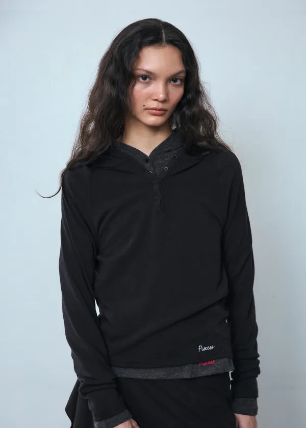 Button-Up Slim Fit Hoodie_Black