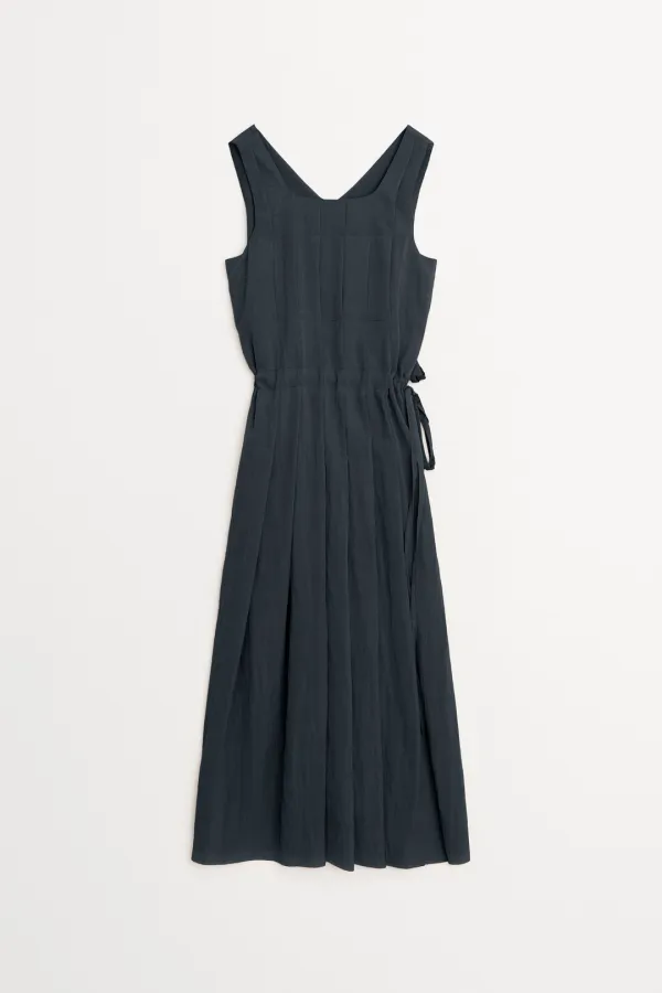 Hepburn Pleated Dress navy