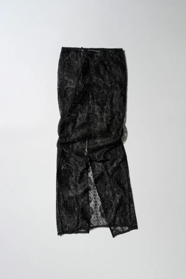 Table Cloth Maxi Skirt Glossy Black