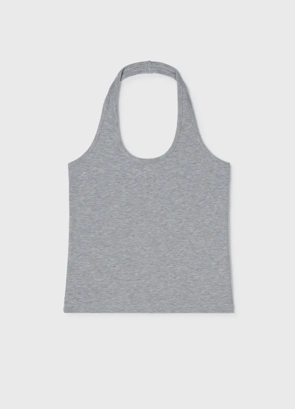 Cotton Halter Neck Top / Gray